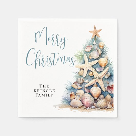 ビーチメリークリスマス スタンダードカクテルナプキン (正面)