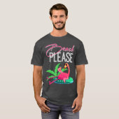 ビーチメンスおもしろいウィメンズフラミンゴ Tシャツ (正面フル)