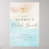 ビーチモダンをテーマにしたブライダルシャワー歓迎ポスター ポスター (正面)