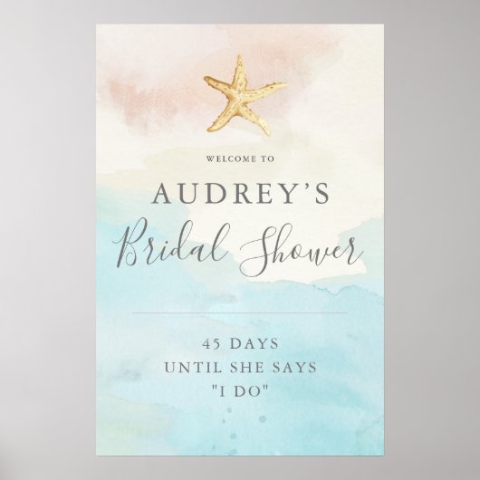 ビーチモダンをテーマにしたブライダルシャワー歓迎ポスター ポスター (正面)