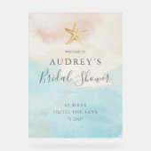 ビーチモダンをテーマにしたブライダルシャワー歓迎 アクリルサイン (正面)