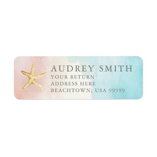 ビーチモダンをテーマにした差出人住所ラベル ラベル (正面)