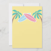 ビーチモダンサーフパームツリーベビーオンボードシャワー 招待状 (裏面)