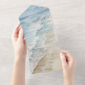 ビーチモダンショアラインコーストNoディナー オールインワン招待状 (貼ってはがせる)