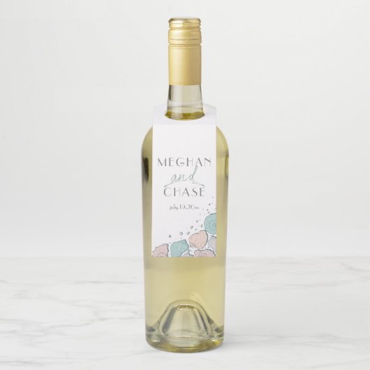 ビーチモダンシーシェルズコーラルアンドティール(緑がかった色) ボトルネックタグ (ボトル)