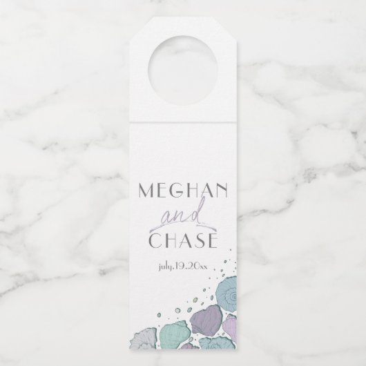 ビーチモダンシーシェル薄紫とダスティーブルー ボトルネックタグ (正面)