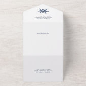 ビーチモダンスタフィッ結婚シュのネイビーブルー オールインワン招待状 (外側)