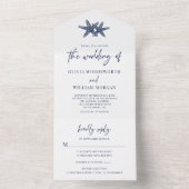 ビーチモダンスタフィッ結婚シュのネイビーブルー オールインワン招待状 (内側)