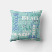 ビーチモダンタイポグラフィパターントロピカルシーブルー クッション (裏面)
