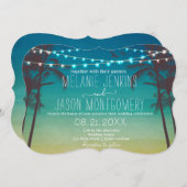 ビーチモダントロピカルパームツリー結婚式招待状 招待状 (正面/裏面)