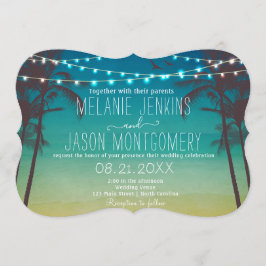 ビーチモダントロピカルパームツリー結婚式招待状 招待状