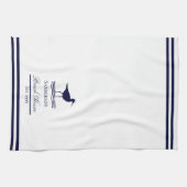 ビーチモダンハウスホワイトネイビーブルーサンピパーズ キッチンタオル (横)