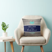 ビーチモダンハウス航海のティール（緑がかった色）ブルーパーソナライズされた クッション (椅子)