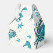 ビーチモダンブルーカニスターフィッシュシーホースパーティー フェイバーボックス (裏面サイド)