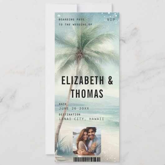 ビーチモダン先アクアパーム結婚写真 招待状 (正面)