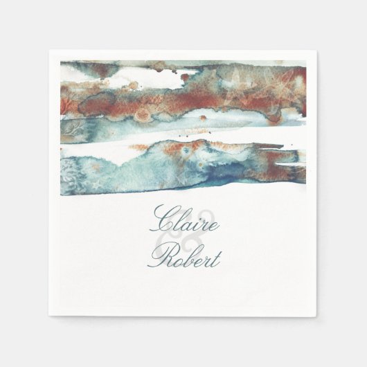ビーチモダン水彩ヒトデ結婚ィス スタンダードカクテルナプキン (正面)