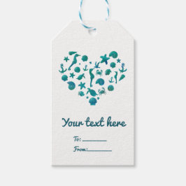 ビーチモノティール(緑がかった色)ウォーターカラーモダンシックエレガント ギフトタグ