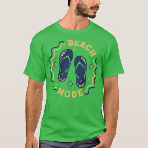 ビーチモードおもしろいサマーフリップフロップバッジ2 Tシャツ