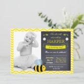 ビーチャルクボードフォトバースデーパーティ招待状 招待状 (スタンド正面)