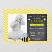 ビーチャルクボードフォトバースデーパーティ招待状 招待状 (正面/裏面)