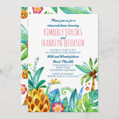 ビーチヤシのパイナップル水の色のリハーサルディナー 招待状 (正面/裏面)