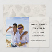 ビーチヤシの写真の結婚式日程お知らせ セーブザデート (正面/裏面)