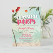 ビーチヤシの夏のパーティーの誕生日招待状 招待状 (スタンド正面)