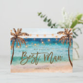 ビーチヤシの木花婿介添人提案カード サンキューカード (スタンド正面)