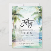 ビーチヤシの木50th誕生日パーティー 招待状 (正面)
