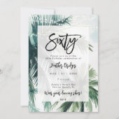 ビーチヤシの木60th誕生日パーティー 招待状 (正面)