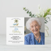 ビーチヤシの木 100歳の誕生日フォト 招待状 (スタンド正面)