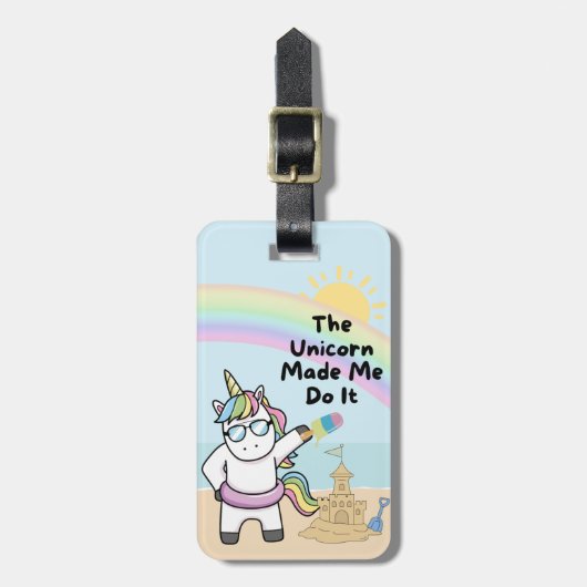 ビーチユニコーン荷物タグ ラゲッジタグ (正面縦)