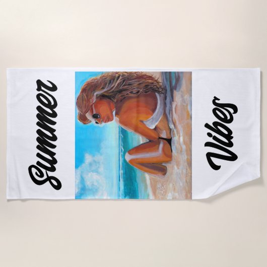 ビーチユニークの絵を描タオルのビーチ ビーチタオル (正面)