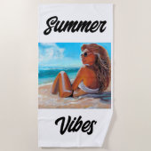ビーチユニークの絵を描タオルのビーチ ビーチタオル (正面)