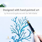 ビーチユニーククリスマスカードウォーターカラーシーコーラル 箔グリーティングカード