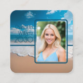 ビーチユニークテーマ卒業写真呼出カード コーリングカード (正面)