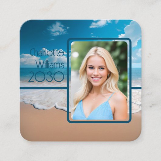 ビーチユニークテーマ卒業写真呼出カード コーリングカード (正面)
