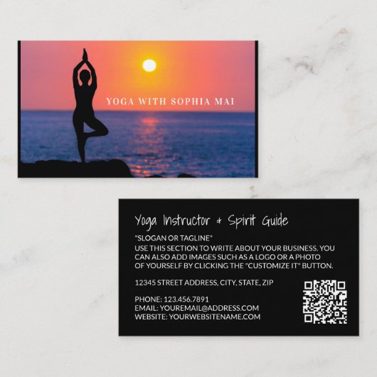 ビーチヨガポートレート、ヨガインストラクター名刺 名刺 (正面/裏面)