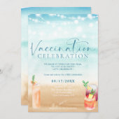 ビーチライツカクテルワクチン接種お祝い 招待状 (正面/裏面)