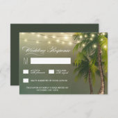 ビーチライツパームツリートロピカルウェディングRSVPカード 出欠カード (正面/裏面)