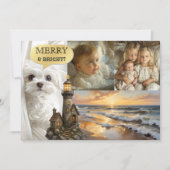 ビーチライトハウスフォトコラージクリスマスカード シーズンカード (正面)