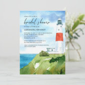 ビーチライトハウス航海のをテーマにしたブライダルシャワー 招待状 (スタンド正面)