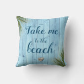 ビーチライトブルー沿岸木材に連素朴れて クッション (裏面)