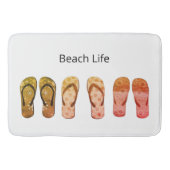 ビーチライフと赤ビーチサンダル バスマット (正面)