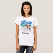 ビーチライフの傘フォトフレームコラージュ Tシャツ (正面フル)