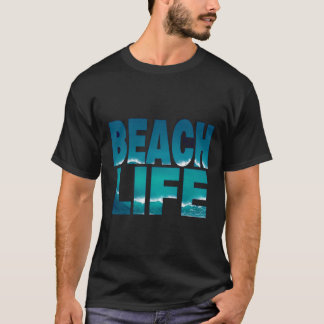 ビーチライフはっきりしたタイポグラフィ海波デザイン Tシャツ