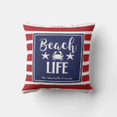 ビーチライフカニスターフィッシュコースタルシック航海の クッション (裏面)