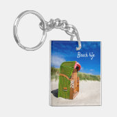 ビーチライフグリーンビーチ椅子の写真と文字 キーホルダー (正面左)