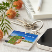 ビーチライフグリーンビーチ椅子の写真と文字 キーホルダー (正面右)