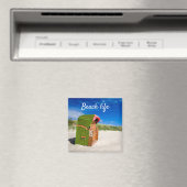 ビーチライフグリーンビーチ椅子の写真と文字 マグネット (インサイチュ (食洗機))